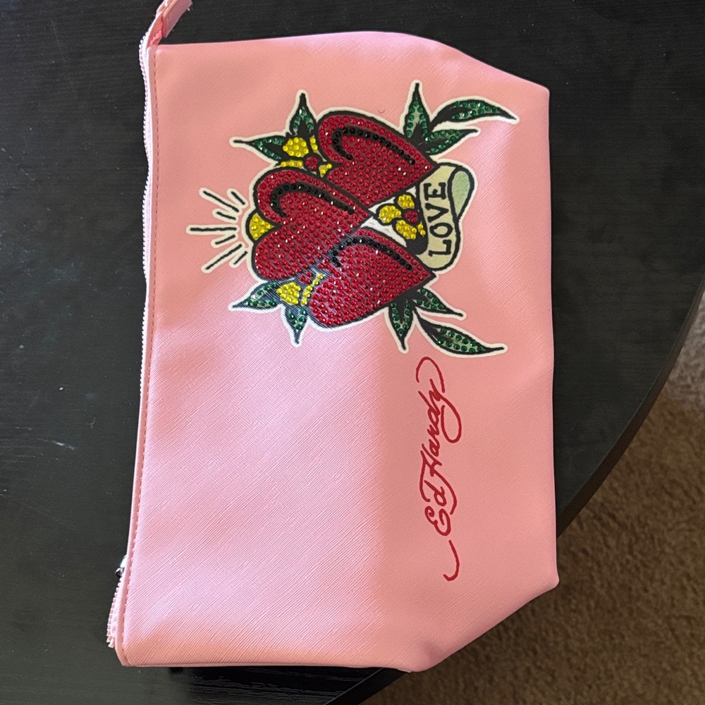 Pink Heart Embellished Cosmetic Pouch - Picture 2 of 5